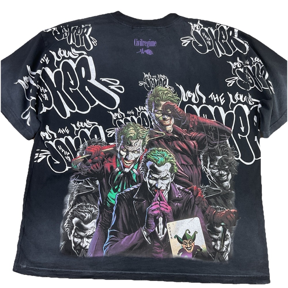 Civil Regime x The Joker T-Shirt Sz L Batman DC Tee Oversized Distressed RARE